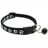 Dog Puppy Cat Collar Breakaway Adjustable Cats Collars with Bell Bling Paw Charms pet decor supplies 12 styles bb0121