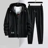 Tracksuits voor heren Spring herfst Black grijze heren met heren Tracksuit plus maat 8xl Sportkleding Zip Up Hoodies Pants 2 -delige set mannen Katoen SW