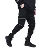 Herrbyxor svart last punk rave joggers män jogga techwear höst koreanska streetwear hip hop blixtlås ribbonmen's drak22