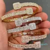 Großhandel-Delikat Baguette Herzform Verstellbares Manschettenarmband ICED Out Bling Cubic Luxury Frauen HipHop Schmuck Schmuck