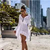 Damen Bademode Cover Ups Weißes Strandkleid Europa und Amerika Frauen Frühling Sommer Langarm Lose Hohl gestrickter Badeanzug Sonnencreme Holi