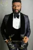 2022 Biały żakardowe Garnitury Formalne Dla Mężczyzn Czarny Velvet Peaked Lapel Wedding Tuxedos Groom Party Męski Garnitury Custom Made Oblubieniec