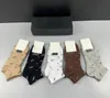 Herren Damen Luxus-Socken, bestickt, Baumwolle, Wolle, Straße, Damen, Paare, hochwertiges Design, Sport, 5 Farben gemischt, 5 Stück in einer Box