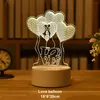 Night Lights Kid Light 3d Acryl Cartoon Creative Tafellamp Bedside Romantic Heart Meerdere stijlen Touch Switch USB Lightnight