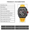 PINTIME Mode Top Uhr Marke Luxus Gelb Silikon Armband Sport Chronograph Quarzuhr Männer 2022