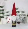 Père Noël bonhomme de neige noël sans visage mignon poupée ensemble décorations fête rouge bouteille de vin couverture DLH896