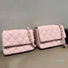 Womens Luxo Mini Flap Bags Cor Sólida Couro Genuino Crossbody Designer Bolsas Bolsas Multi-Color Cadeia Timeless Diamond Quilted 2022