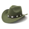 Autumn Western Cowboy Hat Felt Bowler Fedora Men Women Simple Wide Brim Pop Jazz Cap Four Seasons Cowgirl Cap