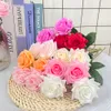 15Pcs Real Touch Moisturing Rose Flower Branch Latex Simulation Peony Artificial Wreath Bouquet Home Wedding Party Decor Flore