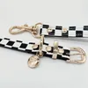 Klassische schwarze weiße karierte Hundekragen und Leinen Set Soft Designer Leder Hundehalsband für kleine Hunde Poodie Chihuahua Pomeranian Yorkshire Outdoor Walk B77