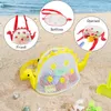 Kids Beach Shell Bags Cartoon Dinosaur Shape Seashell Toys Collection Storage Bag Outdoor Mesh Tote Portable Zipper Sand Away Pouch 5 Colors
