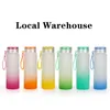 Local Warehouse 17oz Sublimation Glass Tumbler with Silicone Handle Thermal Transfer Water Bottle Gradient Drinking Cup A02