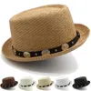 Bérets Hommes Femmes Classique Paille Pork Pie Chapeaux Fedora Sunhats Trilby Caps Summer Boater Beach Outdoor Travel Party Taille US 7 1/4 UK LBérets