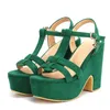 Sandały Women S Gladiator Buty platformy Sexy punk Heels Tstraps Stado Summer Green Black Party Female 220427