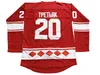 Thr Mens 20 Vladislav Tretiak 24 Sergei Makarov Vintage 1980 CCCP Russie Accueil Maillot de hockey cousu rouge Nom et numéro à double couture