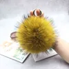 Luxo 15cm y Real Fox Fur Ball Pom Poms Fur Pompom Ball de alta qualidade Chain Chain Chain Metal Ring Pinging for Women F281 AA2203188930018