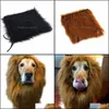 Inne zaopatrzenie psa Ubrania w ogrodzie domowym Halloween Fancy Dress Up Lion Mane Perukę Kostium dla dużych psów Dorad