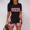 Kvinnors tryckta byxor set Summer Outfits T Shirt Kort ärm Shorts Suit 2 Piece Matching Set