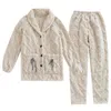 Couple Flannel Pajamas Women Winter Thick Warm Loungewear Sets Plus Size Loose Homewear Men Comfortable Soft Sleepwear Home Suit 220329
