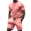 Tasarımcı Mens Trailtsits Yaz Men Set Sweetweit Sweetsuit Casual Düz Renkli T-Shirt Kısa Kollu ve Şort 2 Parça Setleri Moda Fitness Joggers Eğitim