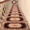 Tapijten Europese stijl Jacquard Trap Mat Home Mediterranea Modern Step Carpet Zelfklevende trap Tapijt niet-slip hout volledige dekencarpets