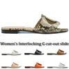 Designer Damen G Cut-out Slippers Flache Sandalen Mode Lederpantoffeln Sommerdamensandalen Beach Party Slide Slippers EUR 36-41
