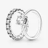 Set di anelli impilabili classici a quadrilatero in argento sterling 100% 925 per fedi nuziali da donna Accessori per gioielli di moda