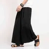 2022 Men Linen Wide Leg Pants Mens Harajuku Streetwear Harem Pants Male Chinese Style HanFu Kongfu Trousers Ankle-Length Pants L220706