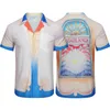 Men Casablanca Shirts Fashion couple printing Designer T-shirt Casual Shirts Slim Fit Short Sleeve Dress Shirt237Z