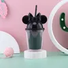 15oz Mouse Ear Tumblers with Bow Mouse Ears cup 450ml 8 Colors Acrylic Plastic Water Bottles Portable Cute Child Cups