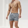 Badkläder för män Marinblå rand för män Beach Board Simshorts Trunk Bikini Baddräkt Sunga Surfing Simning Boxershorts Herr