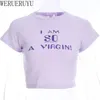 T-shirt manches courtes pour femmes, haut court et Sexy avec graphique Alphabet, vêtements d'été amusants, Harajuku, Streetwear, 220328