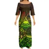 Arbetskl￤nningar mode charmiga kvinnor elegant klubb bodycon samoan puletasi polynesian 2 set