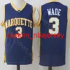 College Marquette Golden Basketball 33 Butler Jersey Dwyane Wade 3 Uomo Cucito Nero Giallo Uniformi Alta qualità