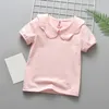 T-shirt da ragazza estiva T-shirt in cotone a maniche corte Colletto Peter Pan Camicetta da bambina per bambina Camicetta per bambini Top Abbigliamento per bambini 220620