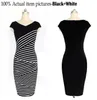 女性の夏のドレス新しい黒と白のストライプのドレス栽培鉛筆ヴィンテージプラスサイズのドレスvestidos