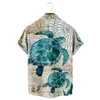 Camisas casuais masculinas Mapa oceânico Padrão de tartaruga vintage camisa de férias de férias de férias de verão para homens e mulheres