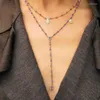 Marca de cadeias Rose Gold Color 925 Colar de contas roxas de prata esterlina com pendente de zircão embelezado jóias de luxo de luxo
