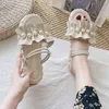 2021 Новая летняя богемная жемчужная платформа для современной сандалии Caseal Open Toe Soft Non Slid Ladies Beach Shoes Flat Sandalias Mujer G220518