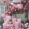 3 % 5 stks set bruiloft feest decoratie cake stand bloem display metaal ronde goud wit roze plintcilindertafel