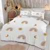 Cores pastel da moda Conjunto de roupas de cama de arco -íris para crianças de edredão bebê 150x210 135x200 com fronhas e zíper