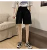 Moda swobodny zwykły luźne wielki rozmiar prosty solidny elastyczność szorty jogger koreańskie czysty bawełniany szary czarny kobiety 220630GX