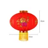 Andra evenemangsfest levererar diameter 38 cm röd flockning tyg lykta utomhusår kinesisk vårfestival dekoration jul för heminredning 230206