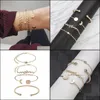 チャームブレスレットmtilayer bracelet set4pcs/set chains for women Jewelry Gold Metal Chain Bangle Yydhhome Drop Delivery 2021 Yydhhome DH9a2