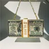 Creative Fashion Money Clutch Purse 10000ドルスタックバッグのキャッシュイブニングハンドバッグショルダーウェディングディナーバッグ220401