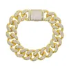 New 16MM Cuban Chain Bracelet with Box Clasp Gold Sier Color Micro Pave Iced Out Cubic Zirconia Hip Hop Jewelry for Gift