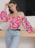 Blouzen voor dames shirts vrouwen sexy shirt zomer off schouder bloemen dames boho casual backless blouse vrouwelijke vakantie slash nek tops doek