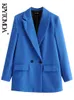 KPYTOMOA Frauen Mode Zweireiher Büro Tragen Blazer Mantel Vintage Langarm Taschen Weibliche Oberbekleidung Chic Veste Femme 220402