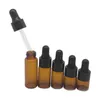 10 botellas cuentagotas de vidrio ámbar con tapa negra para botella de muestra de aceite esencial Aroma Y220428