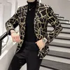 Blazer Men Corean Slim Fit Print Mens Blazer куртка с длинным рукавом повседневное парикмахерское пиджак платье Blazer Masculino LJ201103